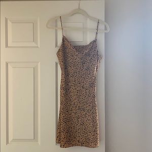 Tan and black silk mini dress
